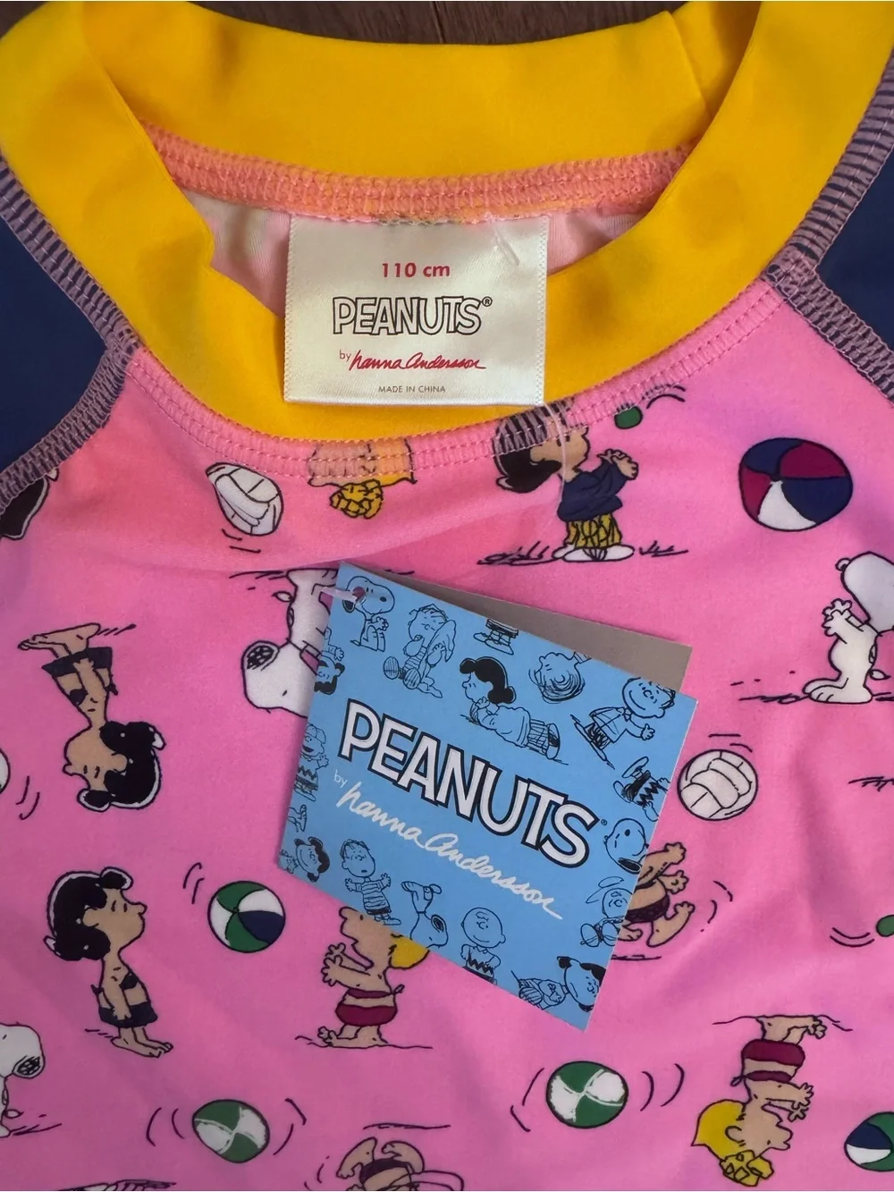 Brand New Hanna Andersson Peanuts Kids' Pink & Blue Rash Guard size 110 (5)